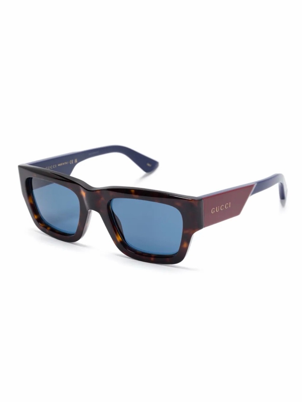 New Gucci GG1668S 002 Havana Sunglasses with Burgundy & Blue Temples Authentic - Picture 2 of 5